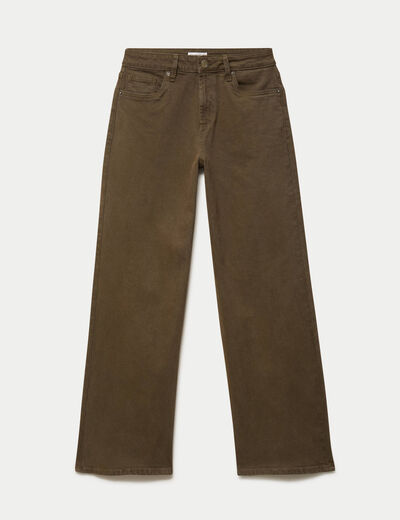 Jean bootcut en velours vert kaki femme