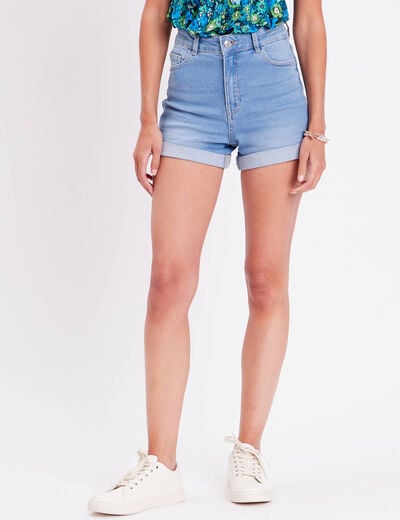 Short droit en jean denim triple stone femme