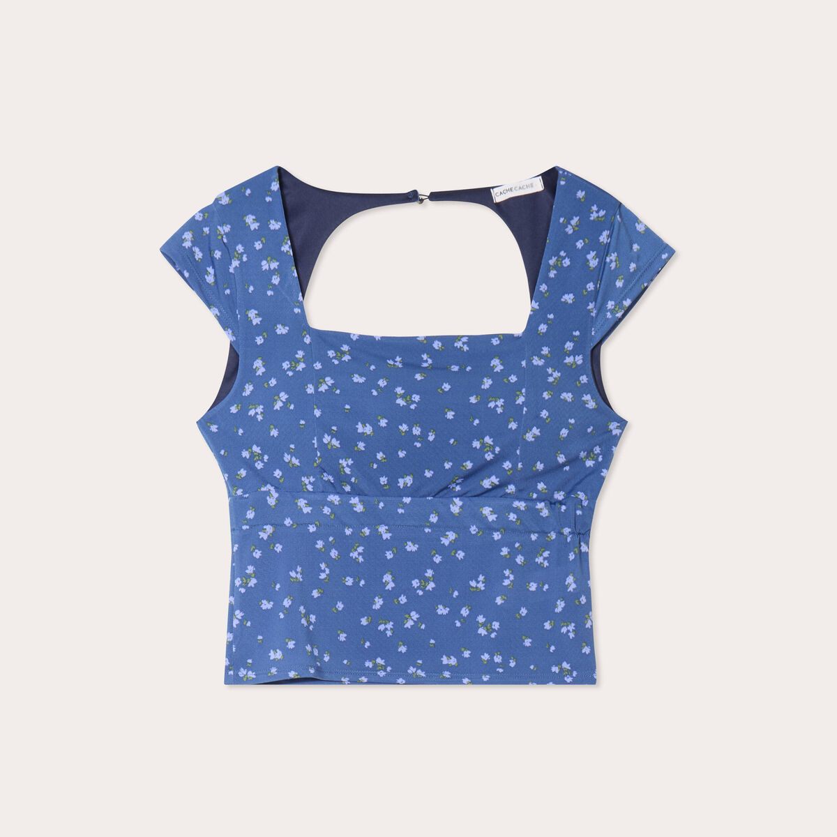Blouse dos ouvert bleu foncé femme