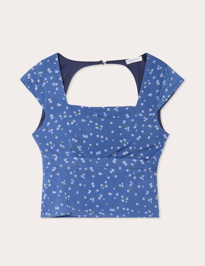 Blouse dos ouvert bleu foncé femme
