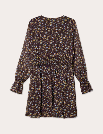 Robe évasée manches longues noir femme