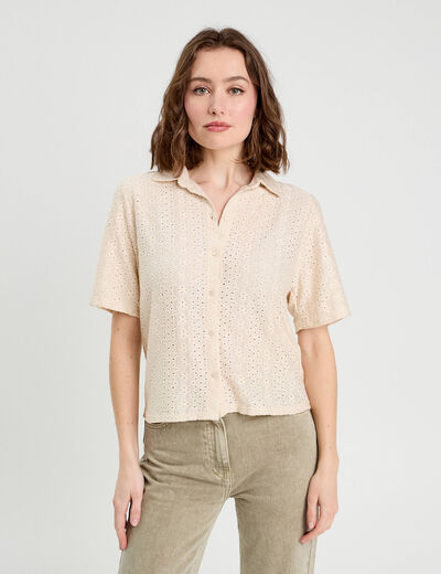 Chemise ajourée ecru femme