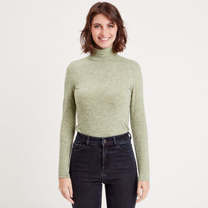 t shirt col roule vert kaki femme T-shirt col roulé vert kaki femme