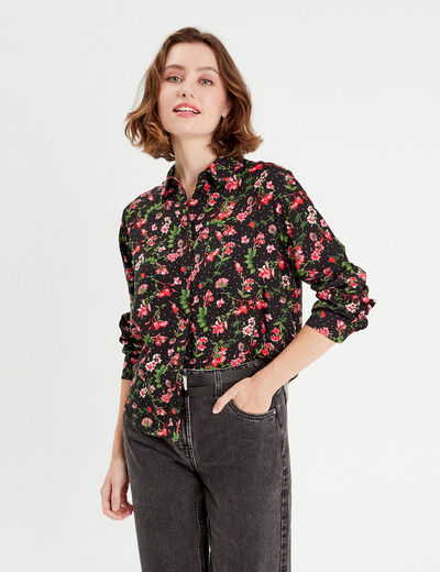 Chemise manches longues noir femme
