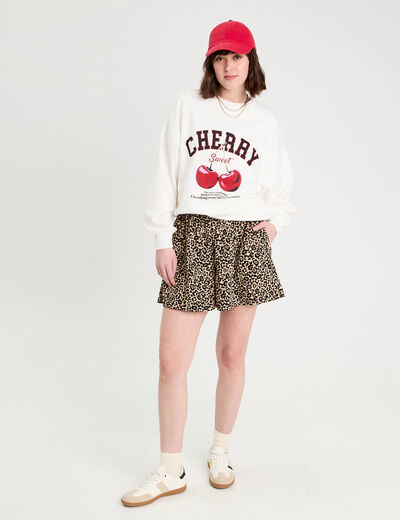 Short fluide regular beige femme