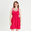 Robe évasée fluide plumetis rose fushia femme
