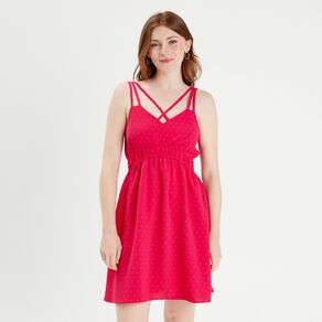 robe evasee fluide plumetis rose fushia femme Robe évasée fluide plumetis rose fushia femme