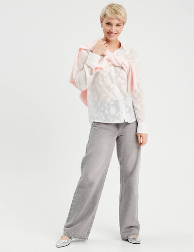 Chemise brodée ecru femme