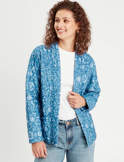 Veste effet matelassé bleu marine femme