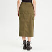 Jupe midi droite poches rabats vert foncé femme