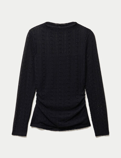 Top ajust&eacute; col montant dentelle noir femme