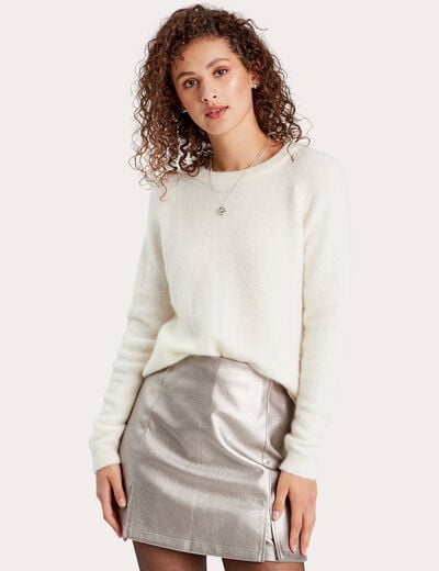 Pull manches longues ecru femme