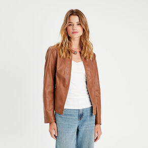Veste droite zippée beige femme
