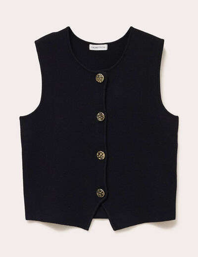Gilet sans manches cropped noir femme