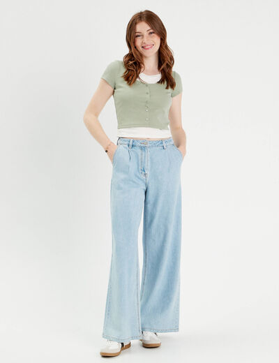T-shirt 2-en-1 vert pastel femme