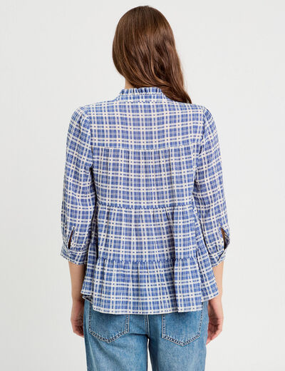 Blouse manches 3/4 bleu foncé femme