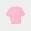 Pull ajust&eacute; court manches courtes rose femme