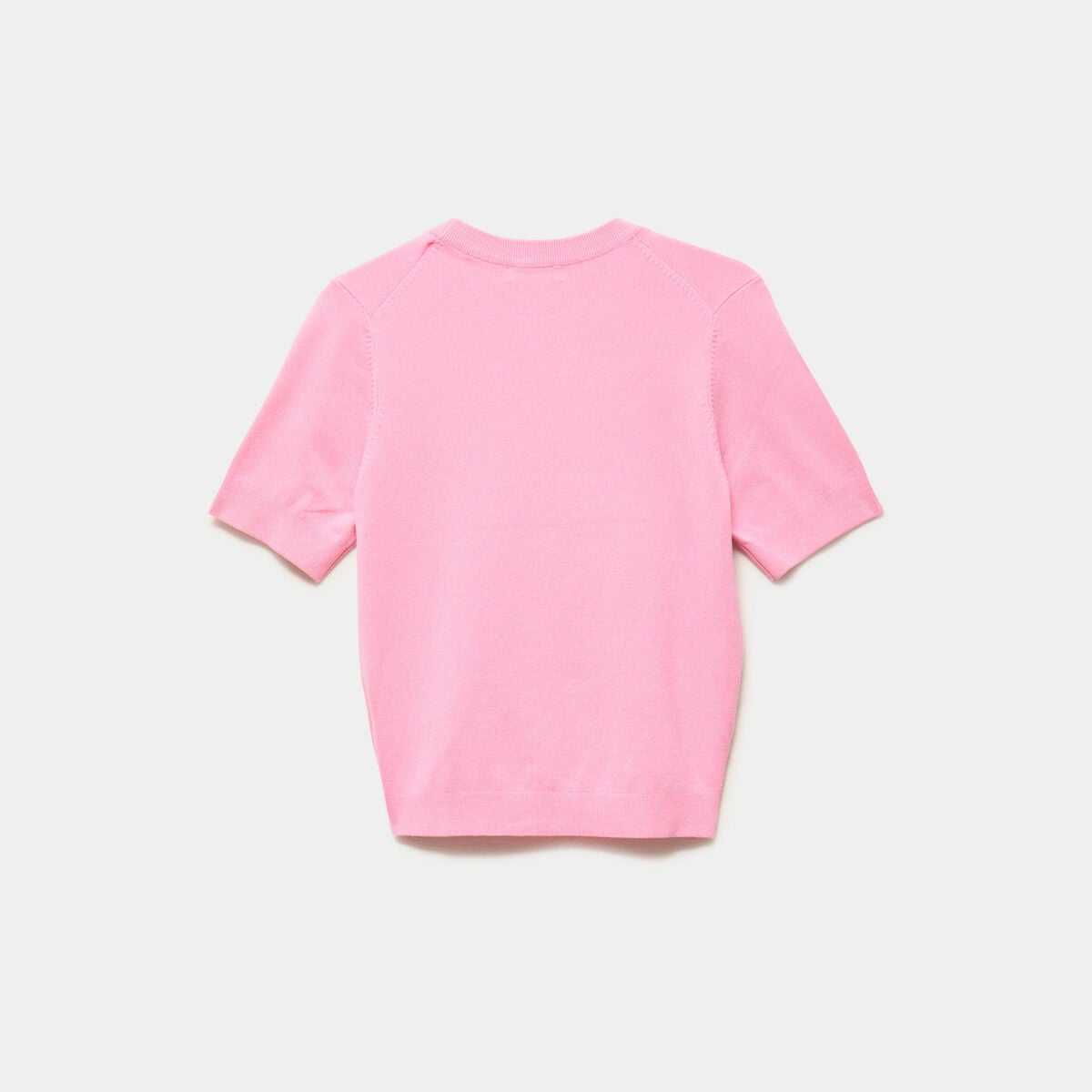 Pull ajust&eacute; court manches courtes rose femme