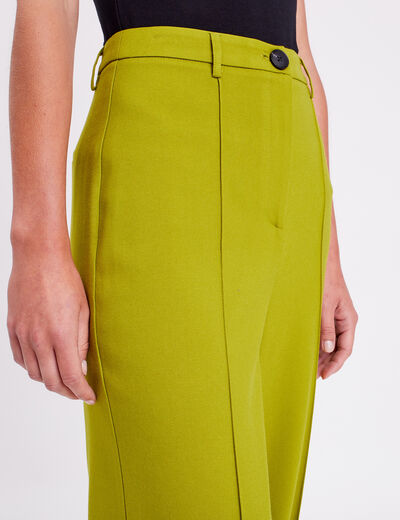 Pantalon city jambes larges vert kaki femme