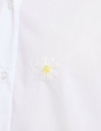 Chemise droite courte col classique blanc femme