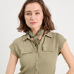 Blouse manches courtes vert pastel femme