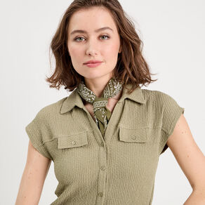 Blouse manches courtes vert pastel femme