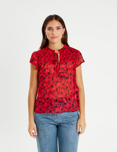 Blouse manches courtes rouge femme