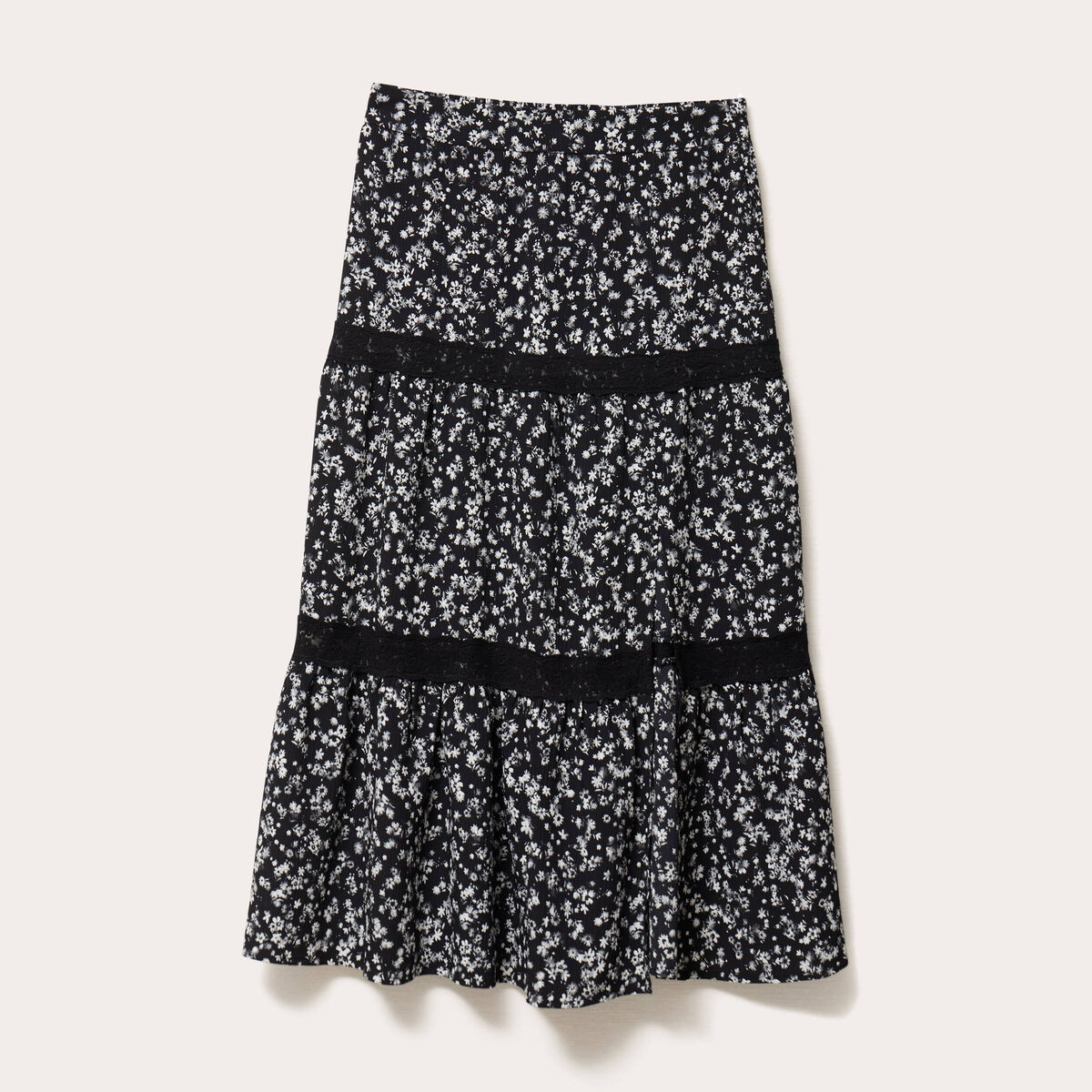 Jupe longue évasée noir femme