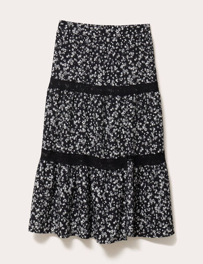 Jupe longue évasée noir femme