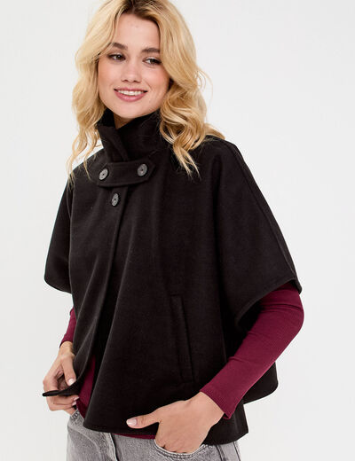 Poncho col am&eacute;ricain noir femme