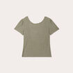 T-shirt manches courtes ajouré vert kaki femme