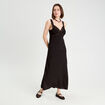 Robe longue évasée noir femme