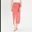 Jupe midi droite fendue vieux rose femme