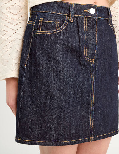 Jupe trapèze en jean denim brut femme