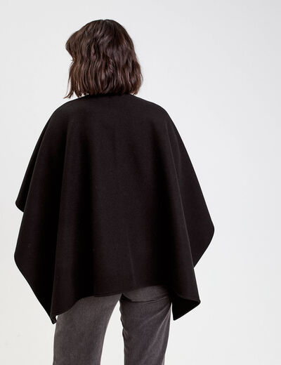 Poncho col V avec passant noir femme