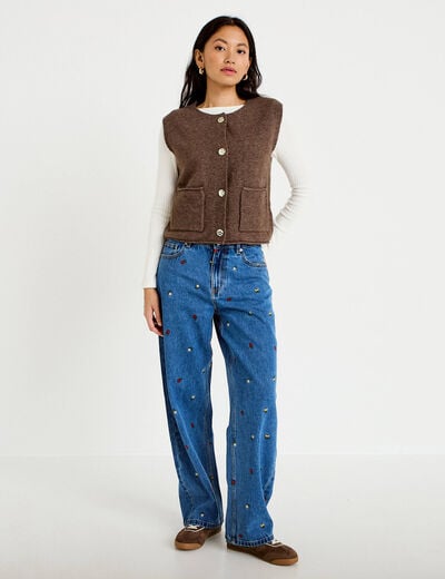 Gilet sans manches marron fonc&eacute; femme