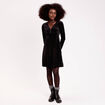 Robe patineuse courte velours col v noir femme