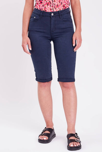 Pantacourt bleu marine femme