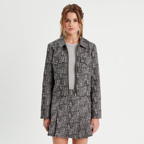 Veste courte zippée noir femme