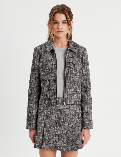 Veste courte zippée noir femme