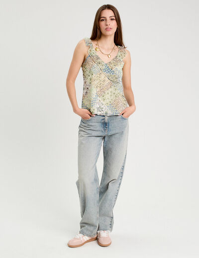 Blouse bretelles fines blanc femme