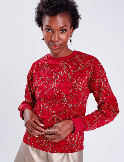 Sweat manches longues rouge femme