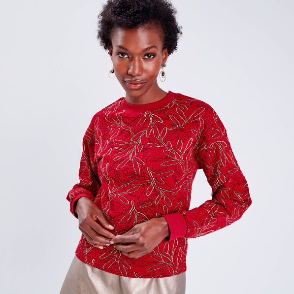 Sweat manches longues rouge femme
