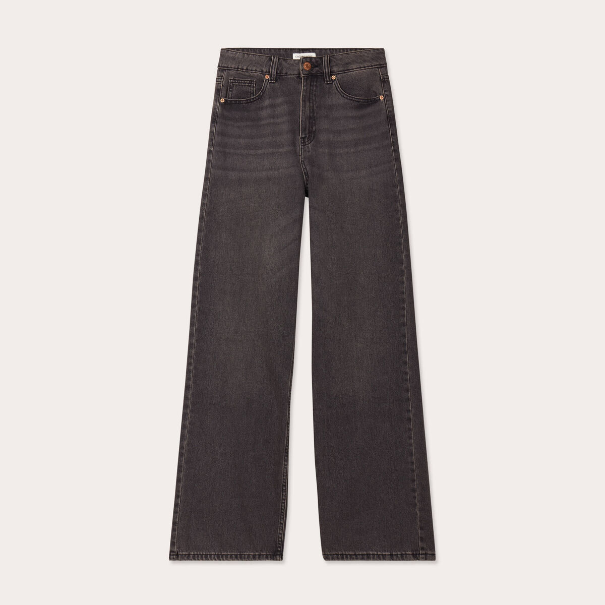 Jeans wide leg taille haute denim noir femme
