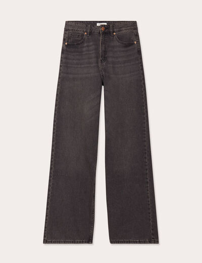 Jeans wide leg taille haute denim noir femme