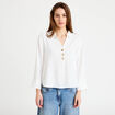 Blouse manches longues ecru femme