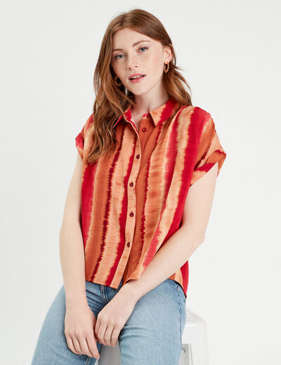 Chemise manches courtes rouge femme