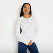 Pull ajour&eacute; p&eacute;plum manches longues ecru femme