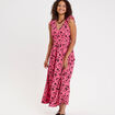 Robe longue &eacute;vas&eacute;e col v sans manches rose femme