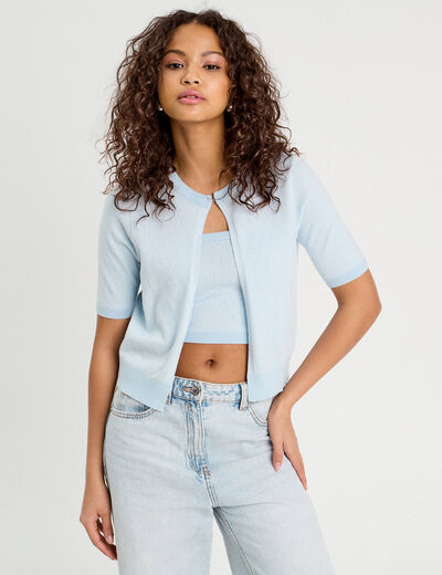 Ensemble gilet et bustier bleu clair femme